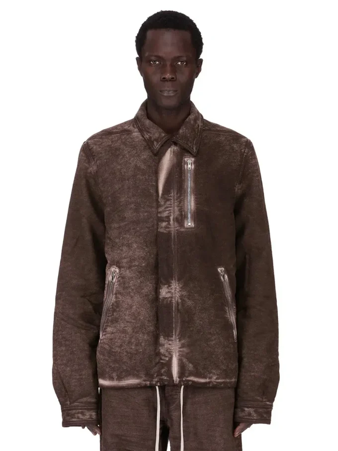 DRKSHDW FW25 CONCORDIANS CONCEALED ZIPFRONT JKT IN DRKDUST BRUSHED COTTON. DU02E7775BMO-78