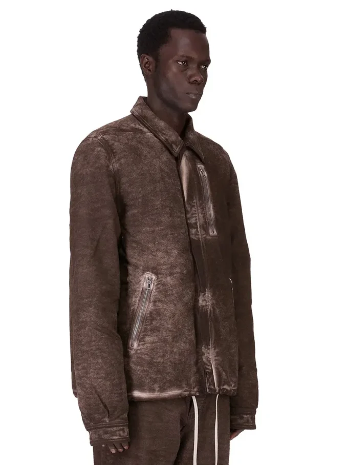 DRKSHDW FW25 CONCORDIANS CONCEALED ZIPFRONT JKT IN DRKDUST BRUSHED COTTON. DU02E7775BMO-78