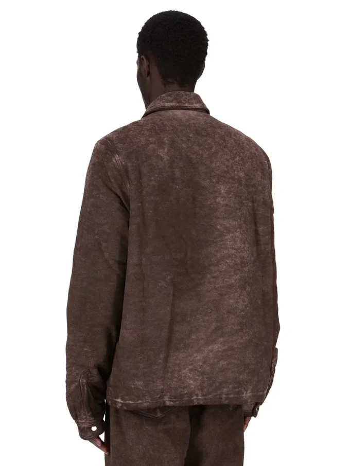 DRKSHDW FW25 CONCORDIANS CONCEALED ZIPFRONT JKT IN DRKDUST BRUSHED COTTON. DU02E7775BMO-78