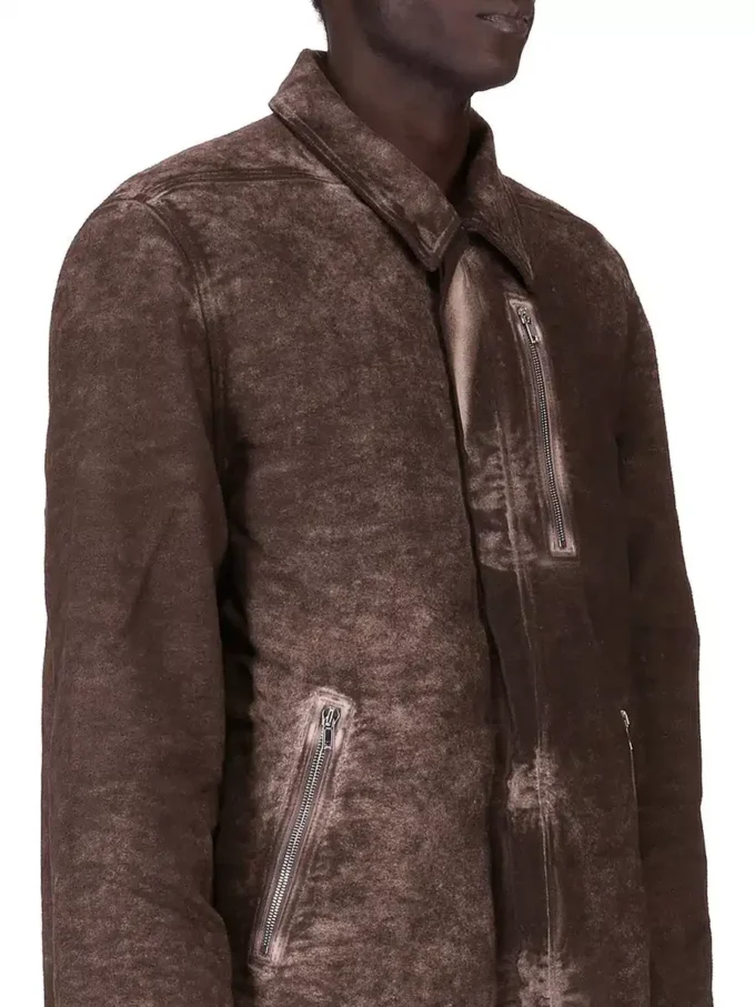 DRKSHDW FW25 CONCORDIANS CONCEALED ZIPFRONT JKT IN DRKDUST BRUSHED COTTON. DU02E7775BMO-78
