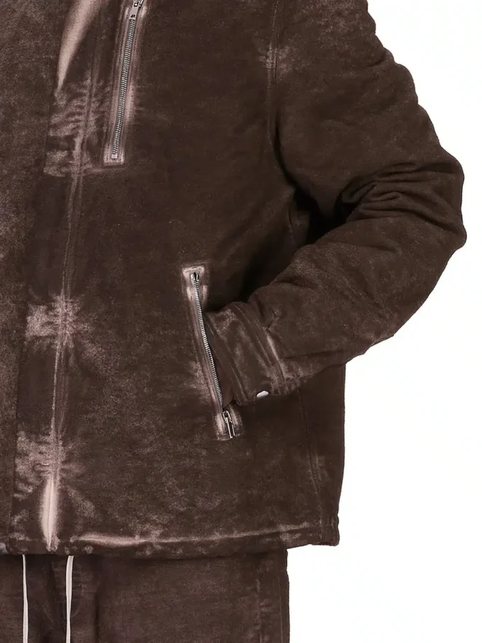 DRKSHDW FW25 CONCORDIANS CONCEALED ZIPFRONT JKT IN DRKDUST BRUSHED COTTON. DU02E7775BMO-78