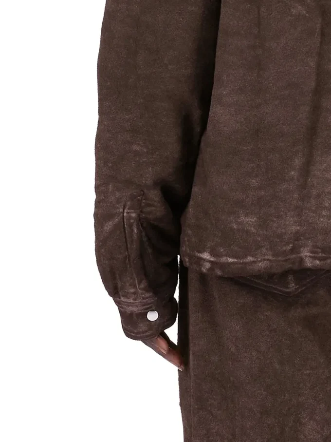 DRKSHDW FW25 CONCORDIANS CONCEALED ZIPFRONT JKT IN DRKDUST BRUSHED COTTON. DU02E7775BMO-78