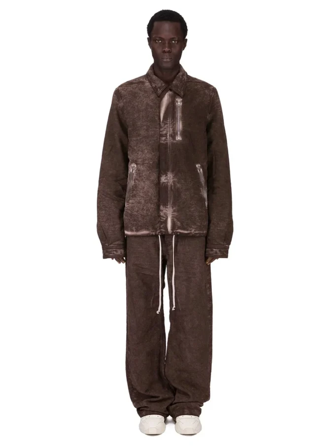 DRKSHDW FW25 CONCORDIANS CONCEALED ZIPFRONT JKT IN DRKDUST BRUSHED COTTON. DU02E7775BMO-78