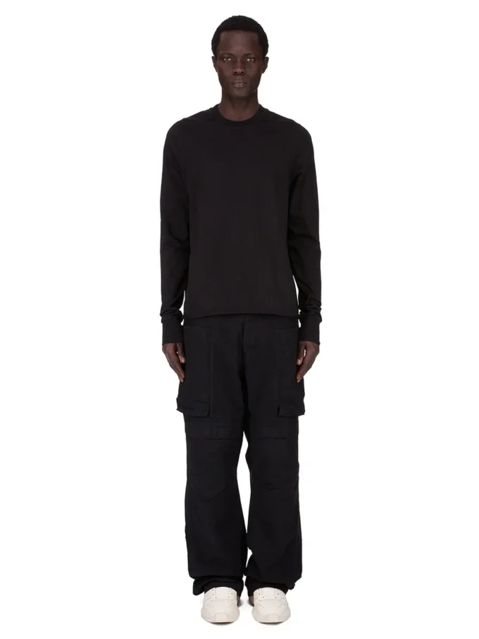 DRKSHDW FW25 CONCORDIANS CREWNECK SWEAT IN BLACK COMPACT HEAVY JERSEY. DU02E7279RIGP-09