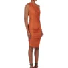 RICK OWENS FW25 CONCORDIANS  AMIRA DRESS IN ORANGE SATIN VISCOSE JERSEY. LI02E3526JVS-153