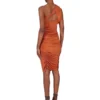 RICK OWENS FW25 CONCORDIANS  AMIRA DRESS IN ORANGE SATIN VISCOSE JERSEY. LI02E3526JVS-153