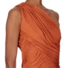 RICK OWENS FW25 CONCORDIANS  AMIRA DRESS IN ORANGE SATIN VISCOSE JERSEY. LI02E3526JVS-153
