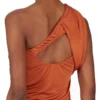 RICK OWENS FW25 CONCORDIANS  AMIRA DRESS IN ORANGE SATIN VISCOSE JERSEY. LI02E3526JVS-153
