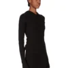 RICK OWENS FW25 CONCORDIANS CROPPED HOODED RIB LS T IN BLACK RAININO RIB JERSEY. RP02E4210RJR-09