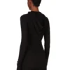 RICK OWENS FW25 CONCORDIANS CROPPED HOODED RIB LS T IN BLACK RAININO RIB JERSEY. RP02E4210RJR-09