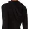 RICK OWENS FW25 CONCORDIANS CROPPED HOODED RIB LS T IN BLACK RAININO RIB JERSEY. RP02E4210RJR-09