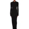 RICK OWENS FW25 CONCORDIANS CROPPED HOODED RIB LS T IN BLACK RAININO RIB JERSEY. RP02E4210RJR-09