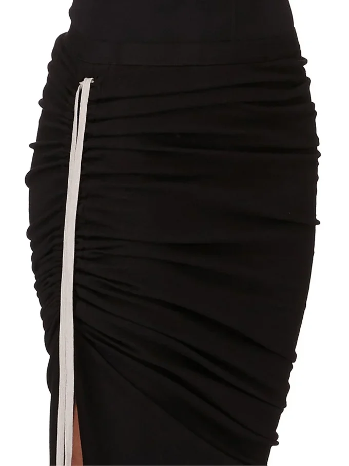 RICK OWENS FW25 CONCORDIANS EDFU SKIRT IN BLACK DOUBLE BRUSHED JERSEY DS02E7337JDB-09