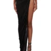 RICK OWENS FW25 CONCORDIANS  HYDRA SKIRT IN BLACK SATIN VISCOSE JERSEY. LI02E3315JVS-09