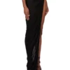 RICK OWENS FW25 CONCORDIANS  HYDRA SKIRT IN BLACK SATIN VISCOSE JERSEY. LI02E3315JVS-09