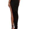 RICK OWENS FW25 CONCORDIANS  HYDRA SKIRT IN BLACK SATIN VISCOSE JERSEY. LI02E3315JVS-09
