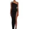RICK OWENS FW25 CONCORDIANS  HYDRA SKIRT IN BLACK SATIN VISCOSE JERSEY. LI02E3315JVS-09