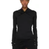 RICK OWENS FW25 CONCORDIANS KAIRO LS TOP IN BLACK VISCOSE CREPE JERSEY LI02E3212CVI-09