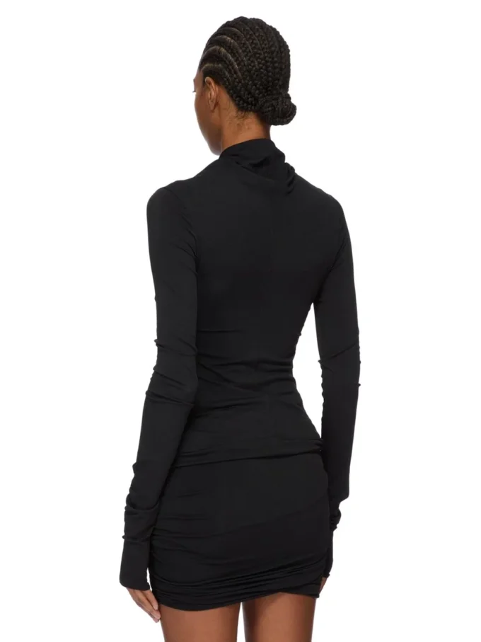 RICK OWENS FW25 CONCORDIANS KAIRO LS TOP IN BLACK VISCOSE CREPE JERSEY LI02E3212CVI-09