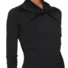 RICK OWENS FW25 CONCORDIANS KAIRO LS TOP IN BLACK VISCOSE CREPE JERSEY LI02E3212CVI-09