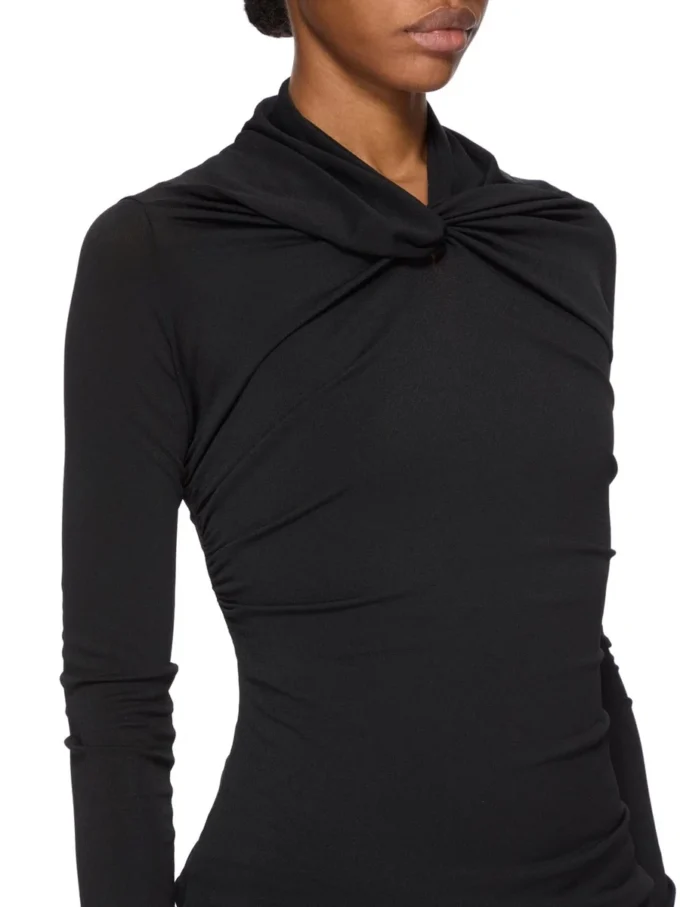 RICK OWENS FW25 CONCORDIANS KAIRO LS TOP IN BLACK VISCOSE CREPE JERSEY LI02E3212CVI-09