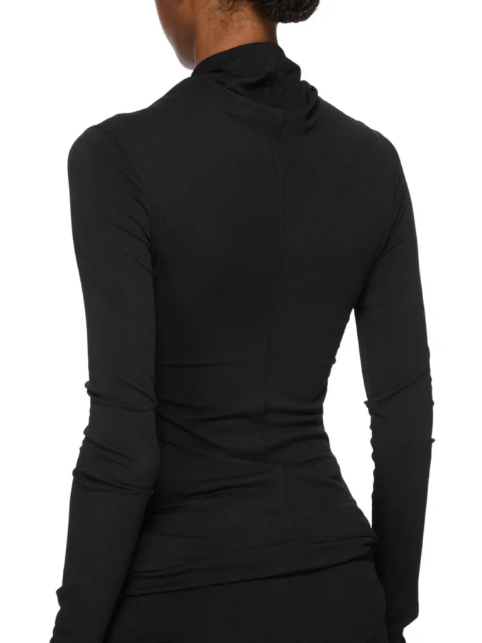 RICK OWENS FW25 CONCORDIANS KAIRO LS TOP IN BLACK VISCOSE CREPE JERSEY LI02E3212CVI-09