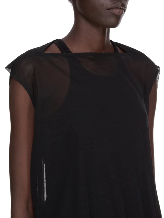 RICK OWENS FW25 CONCORDIANS NOUVEAU GOWN IN BLACK SHEER WOOL JERSEY. RP02E4574JWR-09