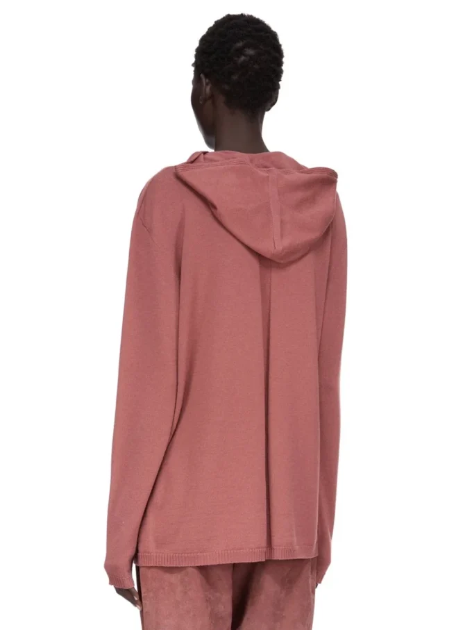 RICK OWENS FW25 CONCORDIANS OVERSIZED HOODIE IN ROSEWOOD LIGHTWEIGHT RASATO KNIT. RP02E4613M-13