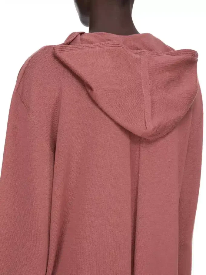 RICK OWENS FW25 CONCORDIANS OVERSIZED HOODIE IN ROSEWOOD LIGHTWEIGHT RASATO KNIT. RP02E4613M-13