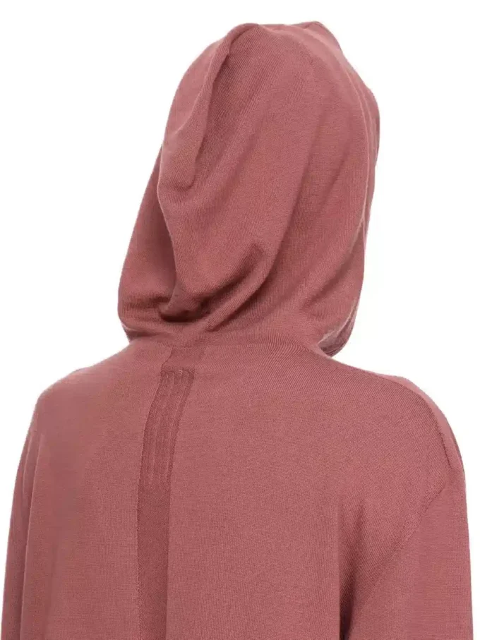 RICK OWENS FW25 CONCORDIANS OVERSIZED HOODIE IN ROSEWOOD LIGHTWEIGHT RASATO KNIT. RP02E4613M-13