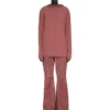 RICK OWENS FW25 CONCORDIANS OVERSIZED HOODIE IN ROSEWOOD LIGHTWEIGHT RASATO KNIT. RP02E4613M-13