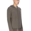 RICK OWENS FW25 CONCORDIANS PRECOLLECTION ZIPPED HOODIE IN DUST LAS PALMAS CASHMERE KNIT. RU02E1666KLWS-34