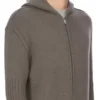 RICK OWENS FW25 CONCORDIANS PRECOLLECTION ZIPPED HOODIE IN DUST LAS PALMAS CASHMERE KNIT. RU02E1666KLWS-34