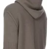 RICK OWENS FW25 CONCORDIANS PRECOLLECTION ZIPPED HOODIE IN DUST LAS PALMAS CASHMERE KNIT. RU02E1666KLWS-34