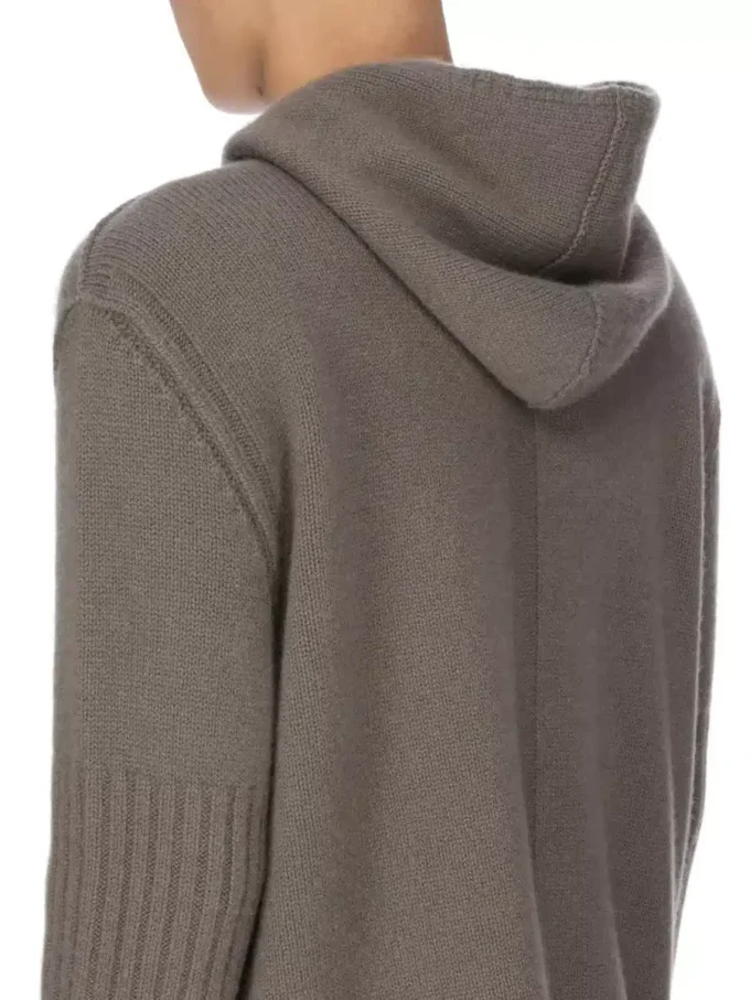 RICK OWENS FW25 CONCORDIANS PRECOLLECTION ZIPPED HOODIE IN DUST LAS PALMAS CASHMERE KNIT. RU02E1666KLWS-34
