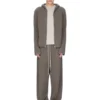 RICK OWENS FW25 CONCORDIANS PRECOLLECTION ZIPPED HOODIE IN DUST LAS PALMAS CASHMERE KNIT. RU02E1666KLWS-34