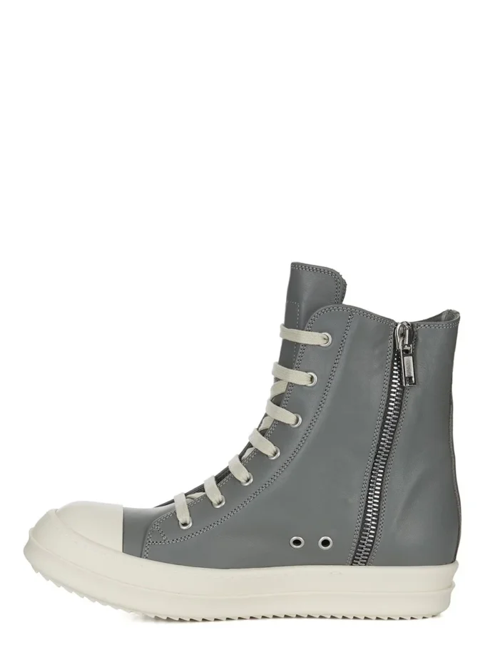 RICK OWENS FW25 CONCORDIANS SNEAKERS IN WASHED INDIGO/MILK/MILK FULL GRAIN COW LEATHER RP02E4890LCO-0611