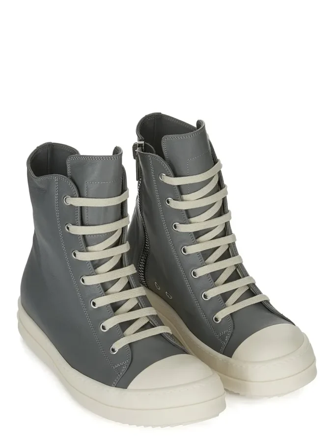 RICK OWENS FW25 CONCORDIANS SNEAKERS IN WASHED INDIGO/MILK/MILK FULL GRAIN COW LEATHER RP02E4890LCO-0611