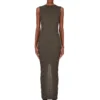 RICK OWENS FW25 CONCORDIANS TANK DRESS MOTIVO IN BOSCO LIGHTWEIGHT RASATO KNIT RP02E4676MLK-25