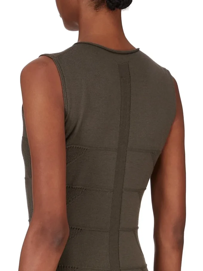 RICK OWENS FW25 CONCORDIANS TANK DRESS MOTIVO IN BOSCO LIGHTWEIGHT RASATO KNIT RP02E4676MLK-25