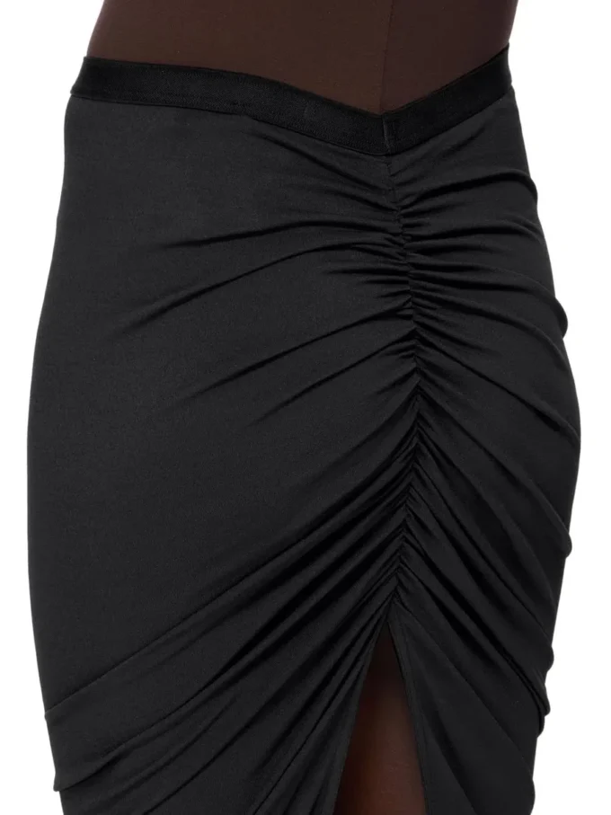 RICK OWENS LILIES FW25 CONCORDIANS EVA SKIRT IN BLACK VISCOSE CREPE JERSEY LI02E3316CVI-09